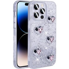 Teleplus iPhone 14 Pro Max Kılıf Airbaglı Kabartma Desenli Işıltılı Kapak