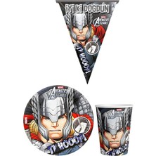 Parti Furyası Thors 8 Kişilik Erkek Doğum Günü Mini Set Erkek Çocuk Parti Seti Süsleme