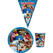 Parti Furyası Sonic Boom  8 Kişilik Erkek Doğum Günü Mini Set Erkek Çocuk Parti Seti Süsleme