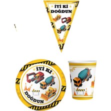 Parti Furyası Inşaat 8 Kişilik Erkek Doğum Günü Mini Set Erkek Çocuk Parti Seti Süsleme