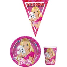 Parti Furyası Barbie 8 Kişilik Kız Doğum Günü Mini Set Kız Çocuk Parti Seti Süsleme
