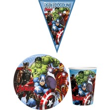 Parti Furyası Avangers 8 Kişilik Erkek Doğum Günü Mini Set Erkek Çocuk Parti Seti Süsleme