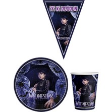 Parti Furyası Wednesday 8 Kişilik Kız Doğum Günü Mini Set Kız Çocuk Parti Seti Süsleme