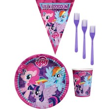 Parti Furyası Pony 8 Kişilik Kız Doğum Günü 4 Parçalı Mini Set Kız Çocuk Parti Seti Süsleme