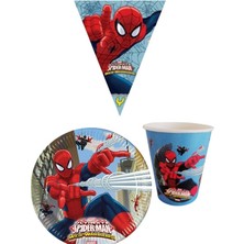 Parti Furyası Spıderman 8 Kişilik Erkek Doğum Günü Mini Set Erkek  Çocuk Parti Seti Süsleme