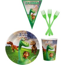 Parti Furyası Dinozor  8 Kişilik Erkek Doğum Günü 4 Parçalı Mini Set Erkek Çocuk Parti Seti Süsleme