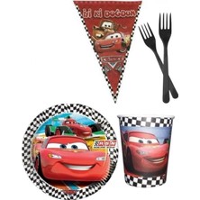 Parti Furyası Cars 8 Kişilik Erkek Doğum Günü 4 Parçalı Mini Set Erkek Çocuk Parti Seti Süsleme
