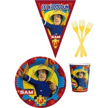Parti Furyası Itfaiyeci Sam 8 Kişilik Erkek Doğum Günü 4 Parçalı Mini Set Erkek Çocuk Parti Seti Süsleme