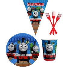 Parti Furyası Thomas ve Arkadaşları 8 Kişilik Erkek Doğum Günü 4 Parçalı Mini Set Erkek Çocuk Parti Seti Süsleme