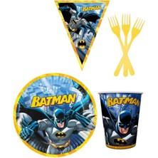 Parti Furyası Batman 8 Kişilik Erkek Doğum Günü 4 Parçalı Mini Set Erkek Çocuk Parti Seti Süsleme