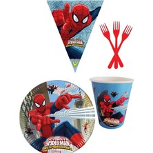 Parti Furyası Spıderman 8 Kişilik Erkek Doğum Günü 4 Parçalı Mini Set Erkek Çocuk Parti Seti Süsleme