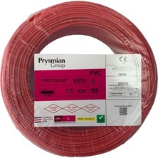 Prysmian 1,5 Mm² Nya Kablo H07V-U 100 Metre Kırmızı Renk