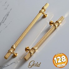 Badem10 Burç Kulp 128 mm Gold Altın Renk Mobilya Çekmece Mutfak Dolabı Dolap Kulpları Kapak Kulpu Kulb Metal