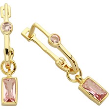 ÇGK KUYUMCULUK Pembe Sallantılı Taşlı Altın Küpe CGKKP020