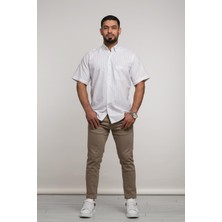 Evry Time Geniş ve Rahat (Bol) Kesim Cepli Hafif Ekoseli Yaka Düğmeli Klasik Kısa Kol Gömlek