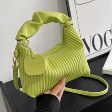 Lebeigo Dokulu Dikey Şerit Çanta 2024 Yeni Niş Tasarım Tek Omuz Crossbody Çanta Yabancı Stil Kadınlar Için Çok Yönlü Çanta (Yurt Dışından)