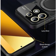 M.tk moveteck Xiaomi Redmi Note 13 4g Kılıf Magsafe Dönebilen Halkalı Standlı Kamera Lens Korumalı Gold Detaylı Military