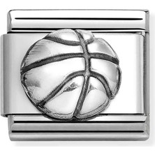 Nomination Composable Classic Oxıdızed Semboller In St,çelik ve 925 Sterling Gümüş Basketball Ball