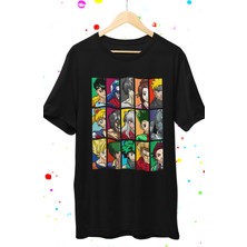 Fuddy Moda Oversize Mix Anime Characters Baskılı T-Shirt, Unisex Anime Baskılı Tişört