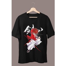 Fuddy Moda Oversize Himura Kenshin Baskılı T-Shirt, Unisex Anime Baskılı Tişört