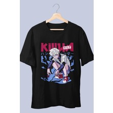 Fuddy Moda Oversize Hunter x Hunter Killua Ex V2 Baskılı T-Shirt, Unisex Anime Baskılı Tişört