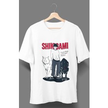 Fuddy Moda Oversize Jujutsu Kaisen Megumi Fushiguro Shikagami Baskılı T-Shirt, Unisex Anime Baskılı Tişört