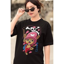 Fuddy Moda Oversize One Piece Choppers Baskılı T-Shirt, Unisex Anime Baskılı Tişört