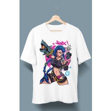 Fuddy Moda Oversize League Of Legends Jinx Baskılı T-Shirt, Unisex Anime Baskılı Tişört