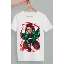 Fuddy Moda Oversize Demon Slayer Tanjiro Kamado Baskılı T-Shirt, Unisex Anime Baskılı Tişört