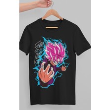 Fuddy Moda Oversize Dragon Ball Evil Goku Baskılı T-Shirt, Unisex Anime Baskılı Tişört
