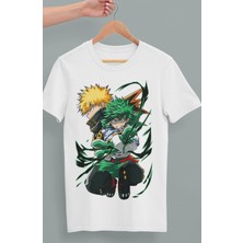Fuddy Moda Oversize My Hero Academia Izuku Midoriya Katsuki Bakugo Baskılı T-Shirt,unisex Anime Baskılı Tişört
