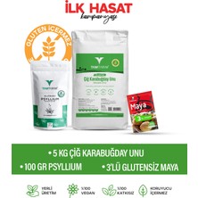 Tam Tarım (Glutensiz) Çiğ Karabuğday unu 5 kg + (Glutensiz) Organik Karnıyarık Otu Tozu 100 gr + (Glutensiz) Kuru Maya (3x10 gr)