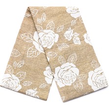 Missi Gül Desenli Bej Pamuk Masa Örtüsü