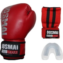 Dosmai Üçlü Boks Kick Boks Muay Thai Eldiveni Bandajlı Eldiven Ve Dişlik Seti Kmp995