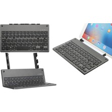 Coverzone Multi Fonksiyonel Katlanır Bluetooth Şarjlı Klavye Dahili Stand Aparatı Tablet Stand Özelliği Taşınabilir Ingilizce Q Keyboard 673