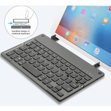 Coverzone Multi Fonksiyonel Katlanır Bluetooth Şarjlı Klavye Dahili Stand Aparatı Tablet Stand Özelliği Taşınabilir Ingilizce Q Keyboard 673