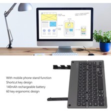 Coverzone Multi Fonksiyonel Katlanır Bluetooth Şarjlı Klavye Dahili Stand Aparatı Tablet Stand Özelliği Taşınabilir Ingilizce Q Keyboard 673