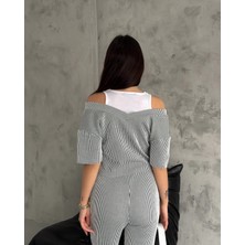 ARV Moda Ottoman Duble Paça Takım ( Pantolon- Içten Kombinli Atlet Tişört)