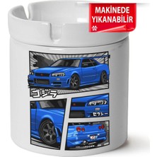 Çakılap Nissan GTR34 Baskılı Porselen At-Söndür Küllük (Kl-Otmbl-Nssn)
