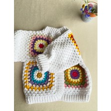 Dafne Dükkan El Örgüsü Motifli Bebek Hırkası Kroşe Hırka Crochet Granny Square Cardigan