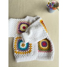 Dafne Dükkan El Örgüsü Motifli Bebek Hırkası Kroşe Hırka Crochet Granny Square Cardigan