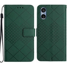 YH Market El Kayışı Kart Yuvası Standı Elmas Pu ile Sony Xperia 5 V Için Flip Case (Yurt Dışından)