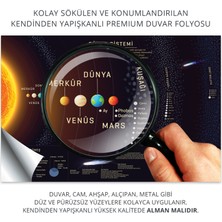 Plustablo Güneş Sistemi Türkçe Eğitici Öğretici Duvar Sticker, Okul Için Güneş Sistemi, Kendinden Yapışkanlı