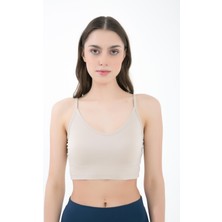 Örme Crop Body, Askılı V Yaka  - Famiel