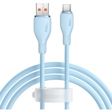 Baseus Pudding Serisi Usb to Type-C kablo 100 Watt 100 WATT Samsung , Huaweii , Xiaomi , Oppo uyumlu 6 AMPER Süper Hızlı Şarj ve Data Aktarım Kablosu MAVİ