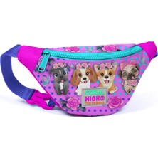 Coral High Kids Pembe Köpek Desenli Bel Çantası PVC Malzeme ile 200 ml Kapasiteye Sahip