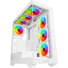 Rampage Hydra V3 Whıte Temperli Camlı Beyaz 7*12CM Rgb Fan Atx Mid-T Exclusive Gaming Oyuncu Kasası