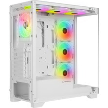 Rampage Hydra V3 Whıte Temperli Camlı Beyaz 7*12CM Rgb Fan Atx Mid-T Exclusive Gaming Oyuncu Kasası