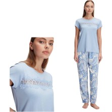 Edam İç Giyim Kısa Kol Dantel Detaylı Pijama Takımı M67