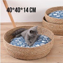 Karelim Home Kedi Köpek Sepeti Hasır Kedi Köpek Evi 40X14